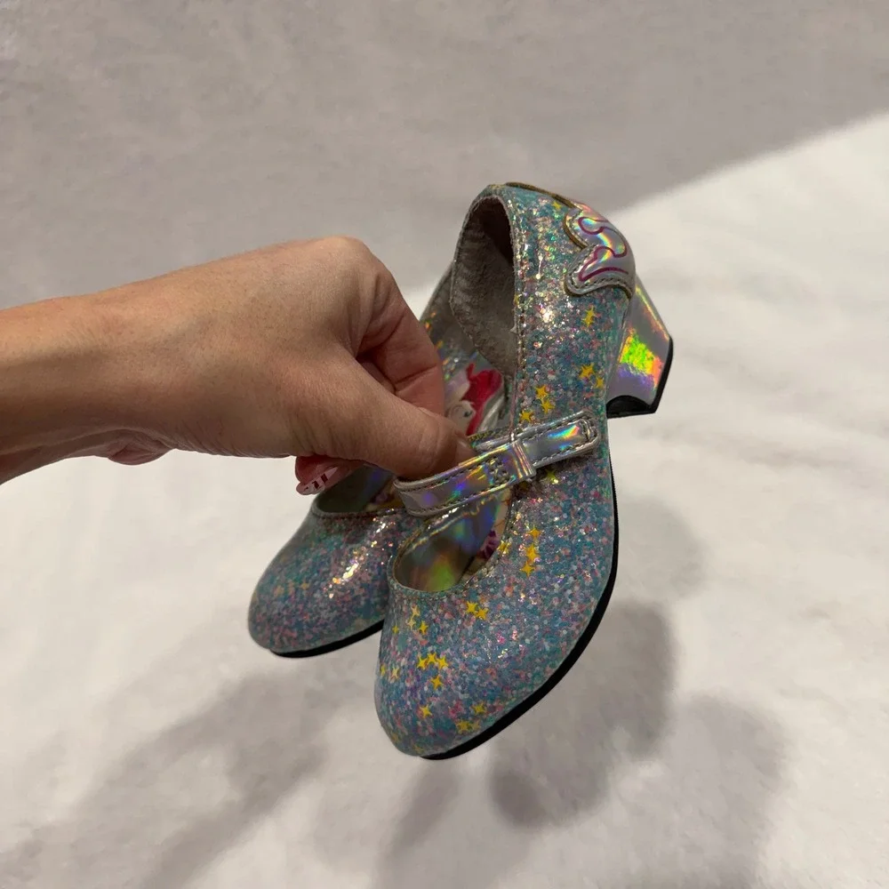 Kids Disney Princess Glitter‎ Mary Jane Heels Shoes Size 7